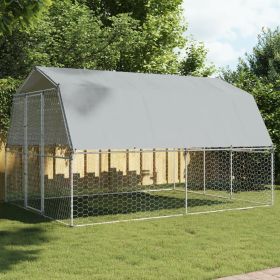Dog Cages 2 pcs with Roof and Door Silver Galvanized Steel