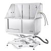 VEVOR 50" Pet Dog Bathing Station Electric Height Adjustment, Professional Stainless Steel Dog Grooming Tub w/ Soap Box, Faucet,Rich Accessory,Bathtub