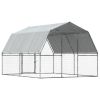 Dog Cages 2 pcs with Roof and Door Silver Galvanized Steel