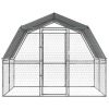 Dog Cages 2 pcs with Roof and Door Silver Galvanized Steel