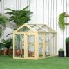 PawHut Chicken Run, Wooden Large Chicken Coop, Combinable Design with Perches & Doors for Outdoor, Backyard, Farm, 4.6' x 2.8', Nature Wood