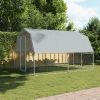 Dog Cages 2 pcs with Roof and Door Silver Galvanized Steel