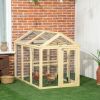 PawHut Chicken Run, Wooden Large Chicken Coop, Combinable Design with Perches & Doors for Outdoor, Backyard, Farm, 4.6' x 2.8', Nature Wood