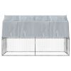 Dog Cages 2 pcs with Roof and Door Silver Galvanized Steel