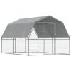 Dog Cages 2 pcs with Roof and Door Silver Galvanized Steel